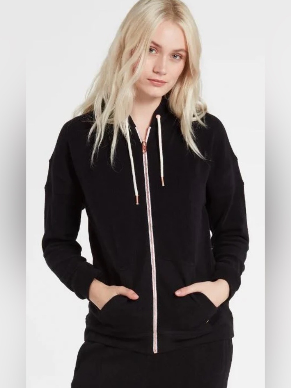 Volcom Lived In Lounge Charcoal Hoodie w Rose Gold Hardware